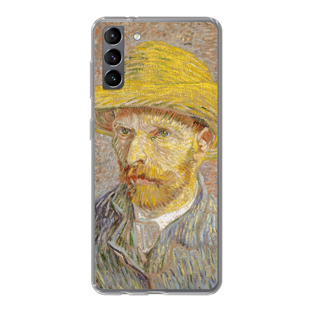 MuchoWow Handyhülle Schutzhülle Hülle für Samsung Galaxy S21 Plus Selbstbildnis mit Strohhut - Vincent van Gogh Silikon Softcase Handy Hülle...