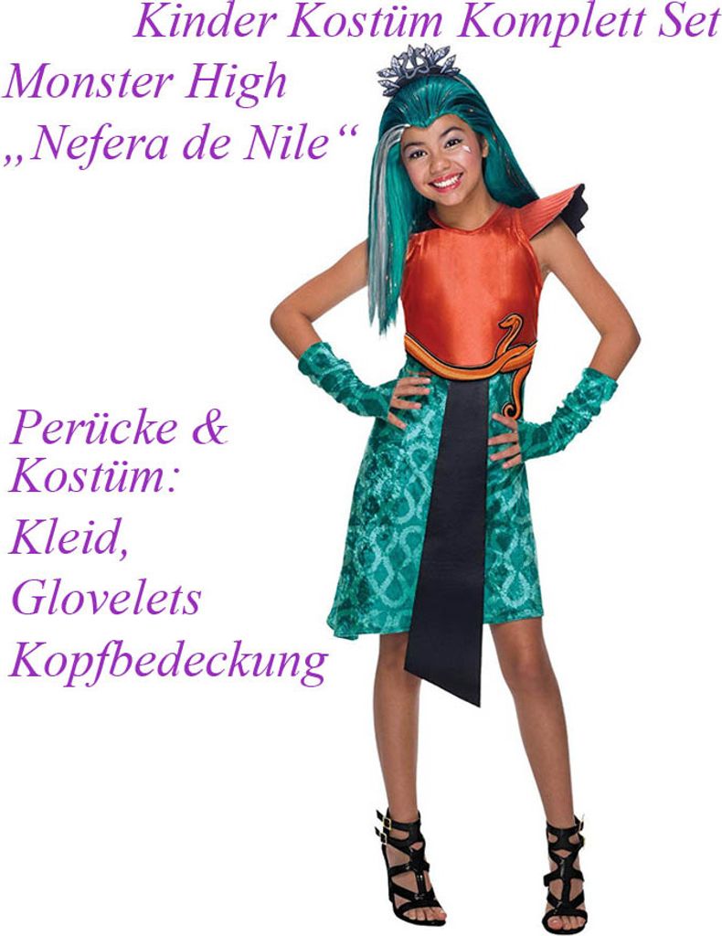 Monster High Nefera De Nile Kostüm & Perücke Komplett Set Produktbild 