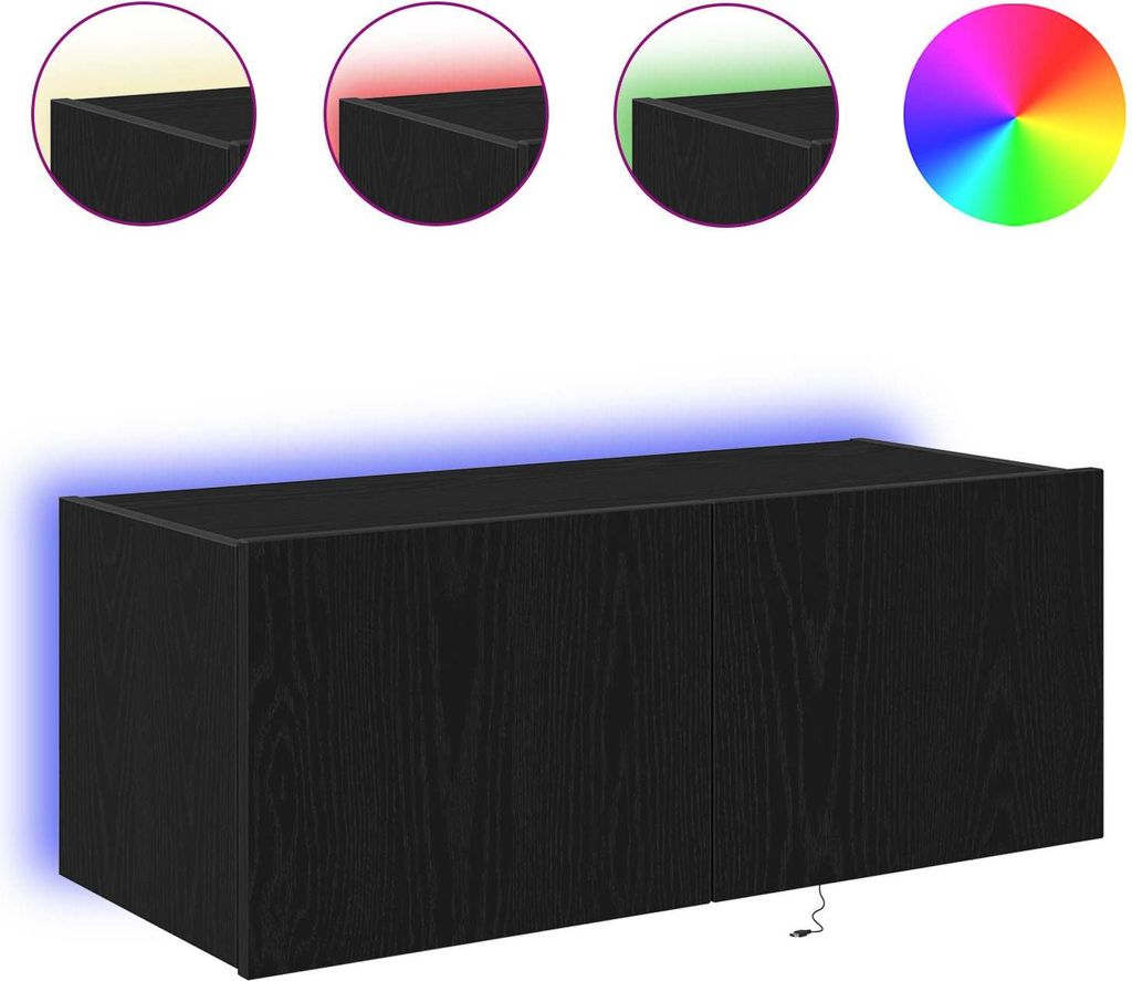 (Robust Möbel)TV-Wandschrank, Fernsehtisch - CLORIS - Schwarz Eichen-Optik 80x35x31cm - TV-Schränke DEMöbel383996