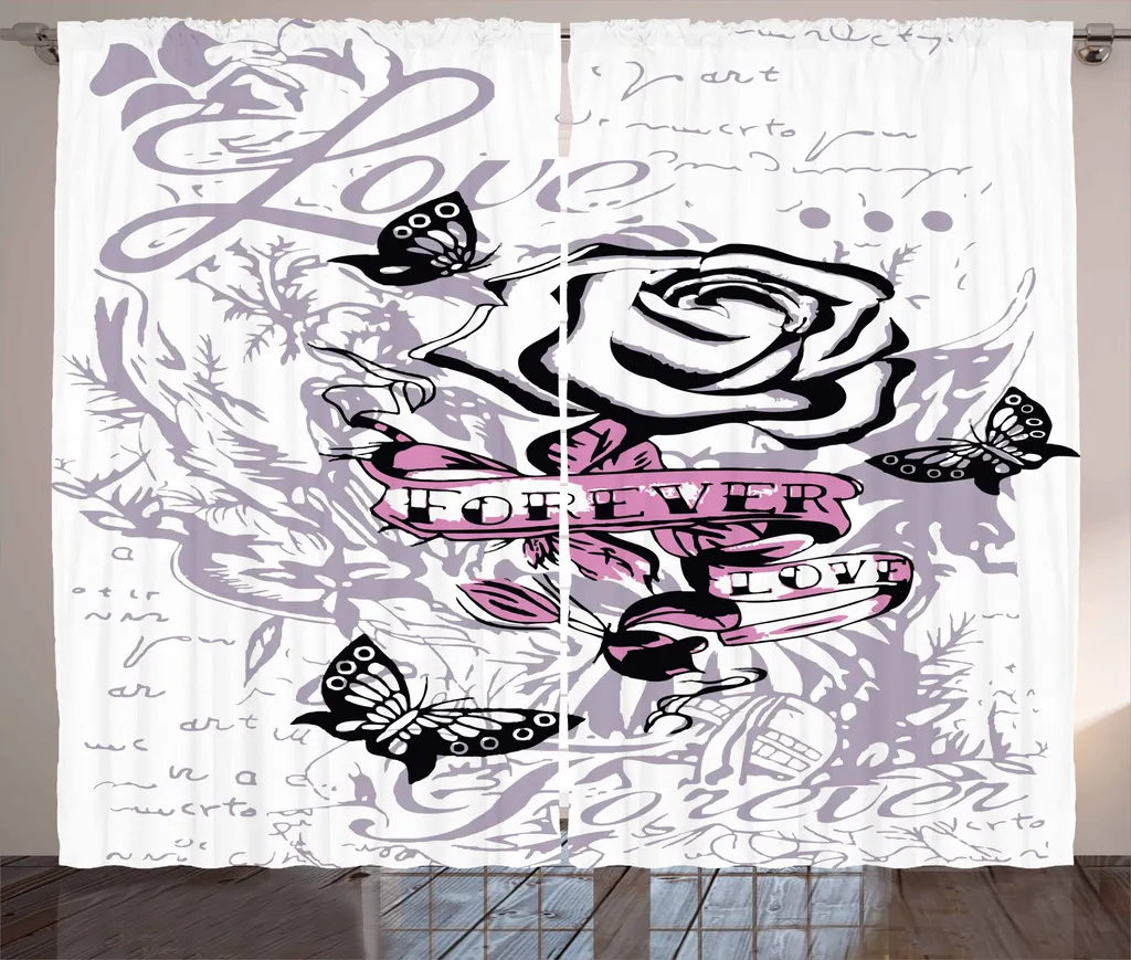Rideau Rose Papillons pour Décoration Chambre et Intimité 280x225