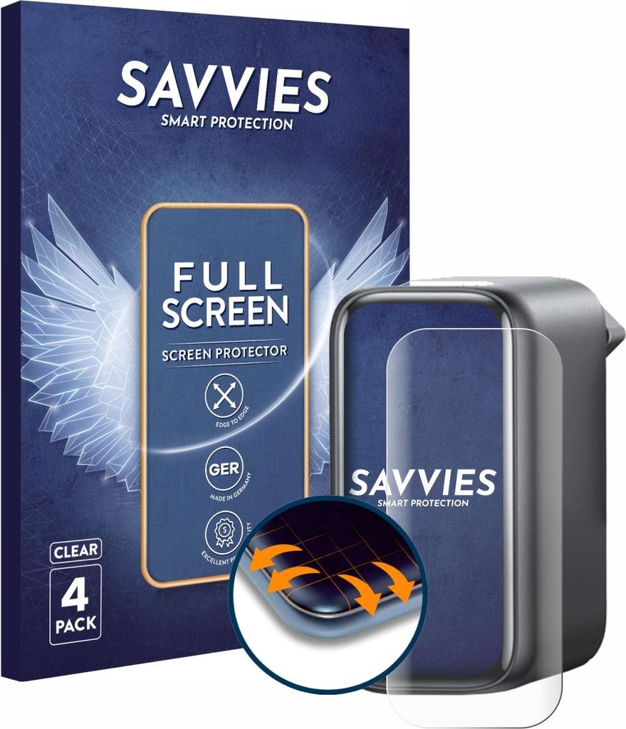 4x Savvies Fullscreen Schutzfolie für Anker A2697 140W Displayschutz Folie Fullcover Klar Transparent