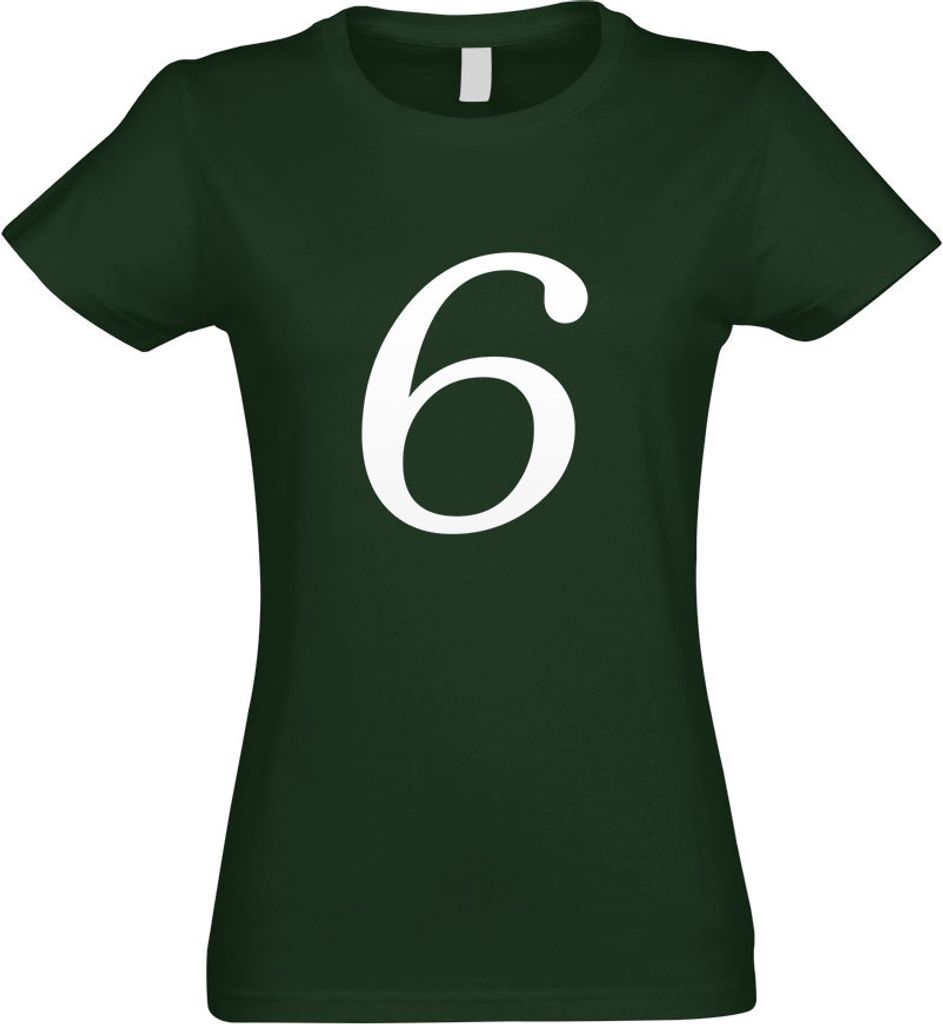 Kiwistar - T-Shirt tailliert - Damen - flaschengrün - Zahl 6 - Zahlen Nummern - mit Motiv Bedruckt - Funshirt Design - Sport - Freizeit - Damen - XL