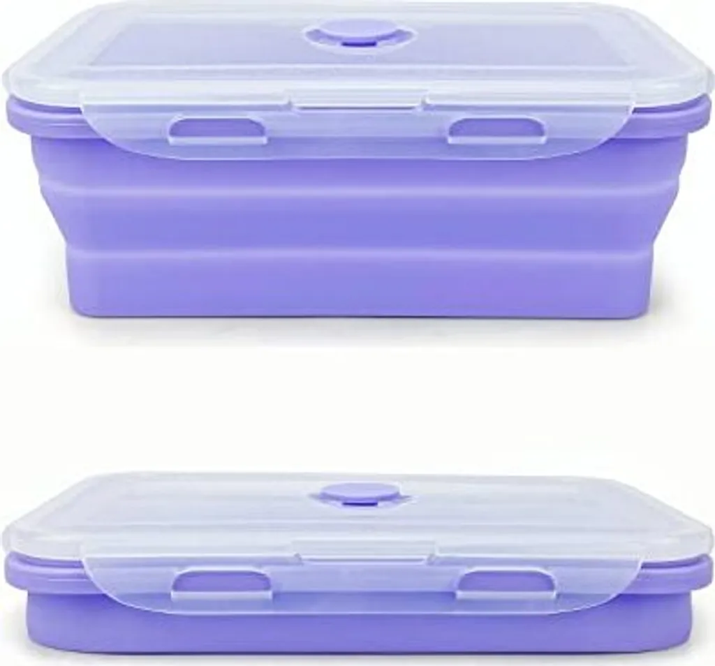 Lunch Box Silicone Viola 1200ml | Contenitore Pieghevole per Microonde