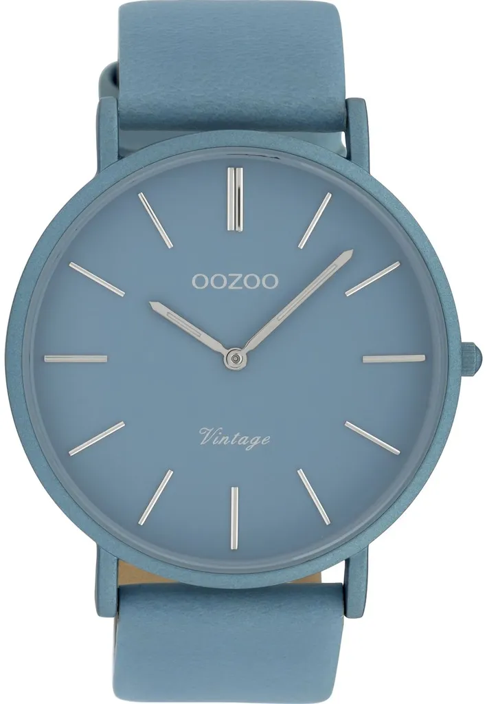 Montre Femme Oozoo C9877 - Design Vintage Bleu Clair en Cuir Véritable