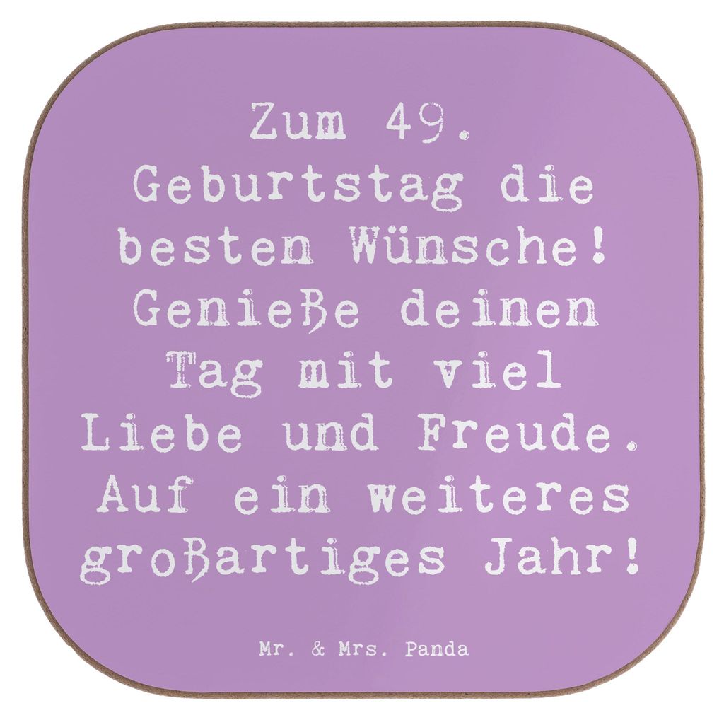 Mr. & Mrs. Panda unterleger Spruch 49. Geburtstag Wünsche - Lavendeltraum - Geschenk, 49 Jahre, Happy Birthday, Tischschoner, Coaster, feiern, Leb...