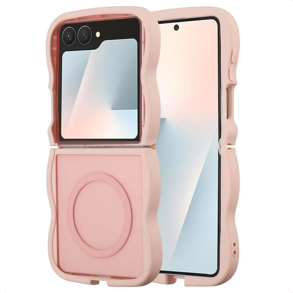 Selencia Wavy Cover MagSafe per Samsung Galaxy Z Flip 7 - Soft Pink