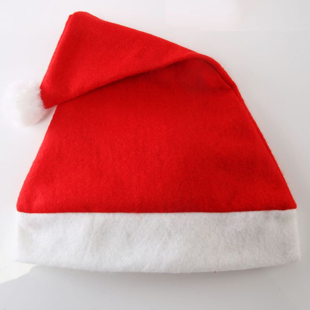 Plüsch-Weihnachtsmütze Für Erwachsene – Rote Santa Hat Mit Weißem Bommel, One Size Fits Most