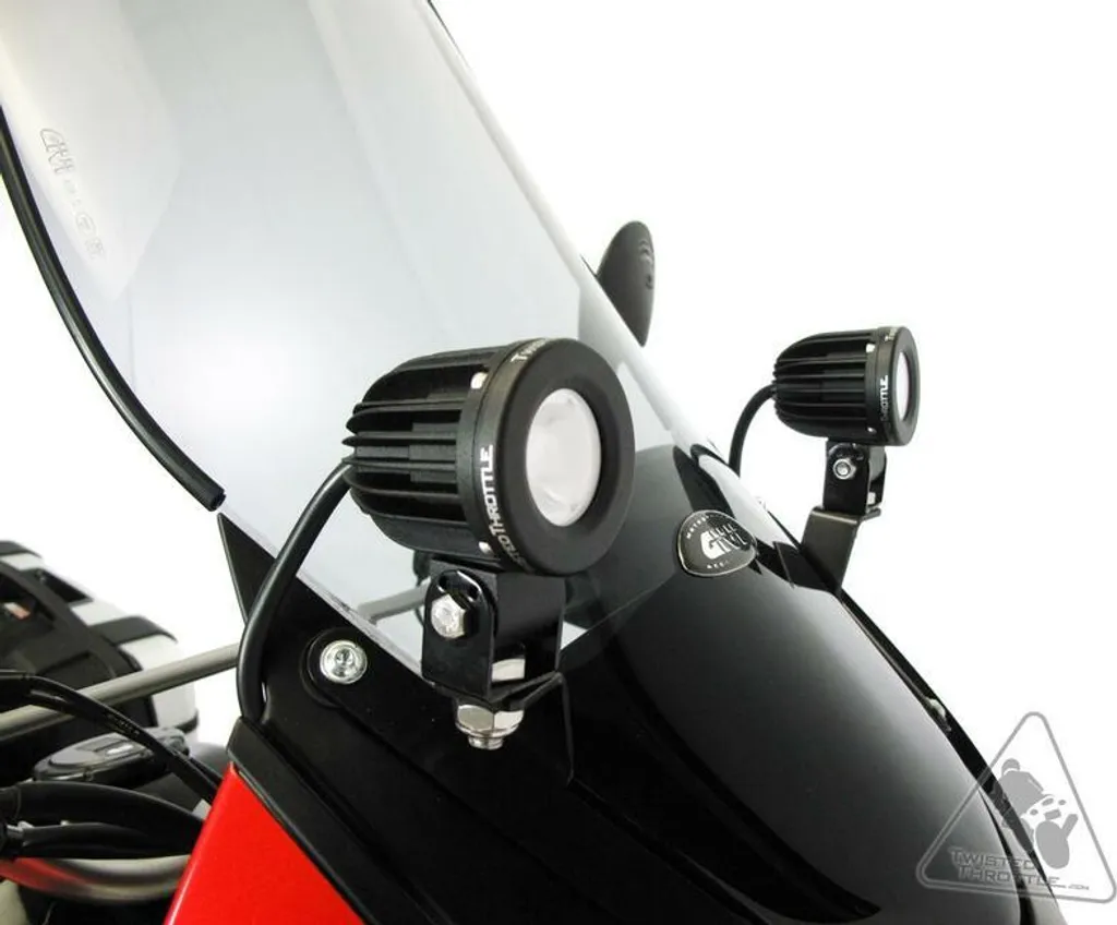 Supports de Phares DENALI Adaptables pour Kawasaki KLR650 - Montage Noir