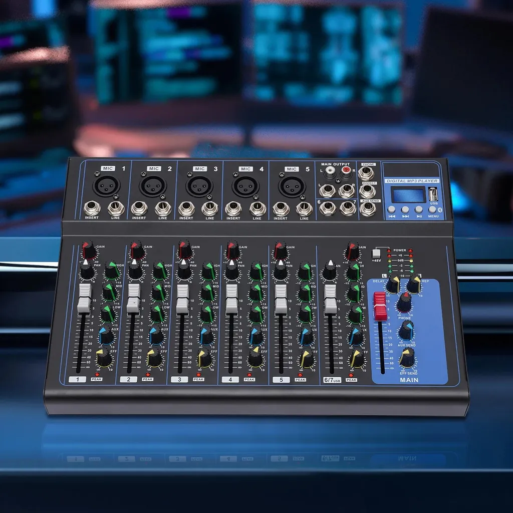 Mixer Audio per Streaming e Podcast Bluetooth 7 Canali USB 48V - 4