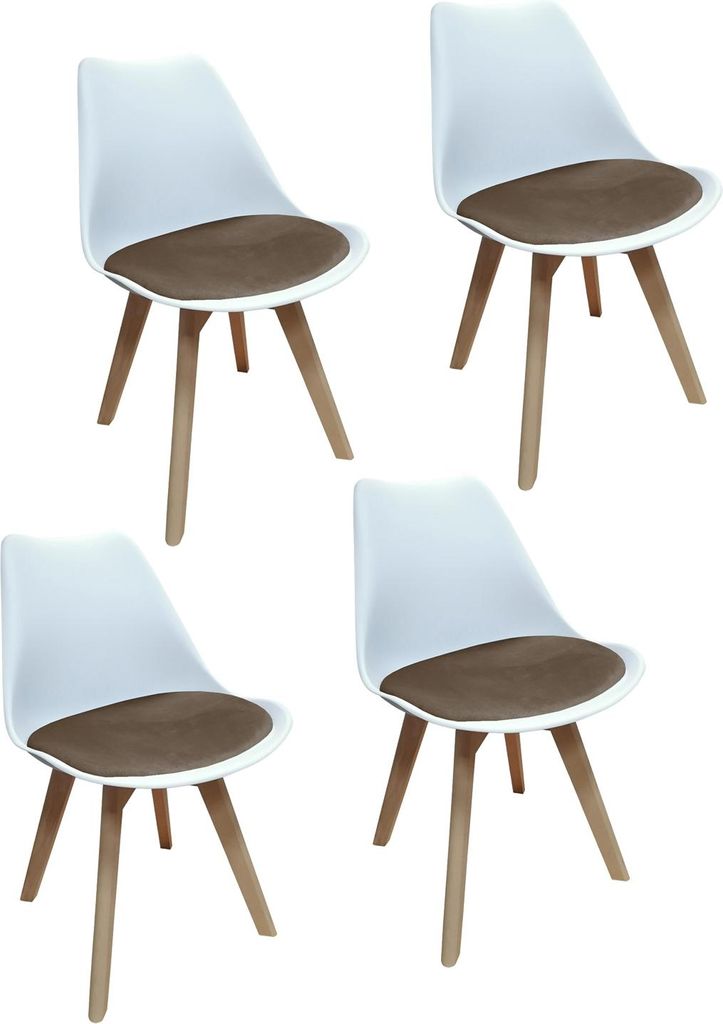 4er Set Design-Stühle mit Sitzpolster Esszimmerstühle im skandinavischen Stil