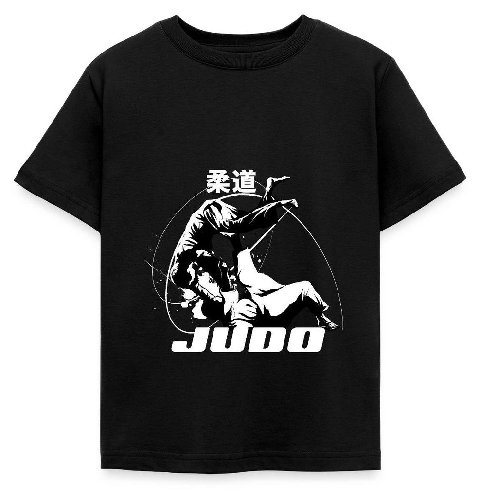 Spreadshirt Judo Throw Kampfkunst Mit Kanji Kinder T-Shirt, 122/128 (7-8 Jahre), Schwarz