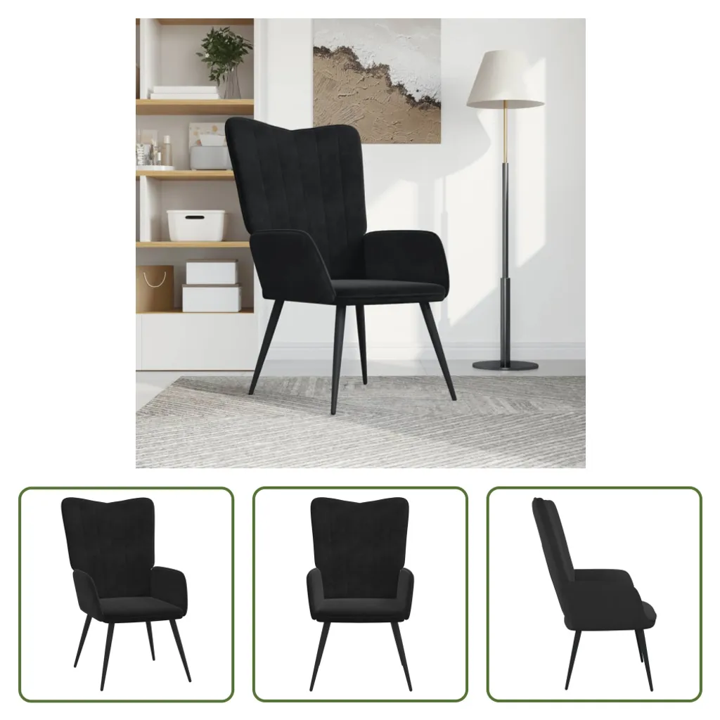 The Living Store Poltrona relax in velluto nero