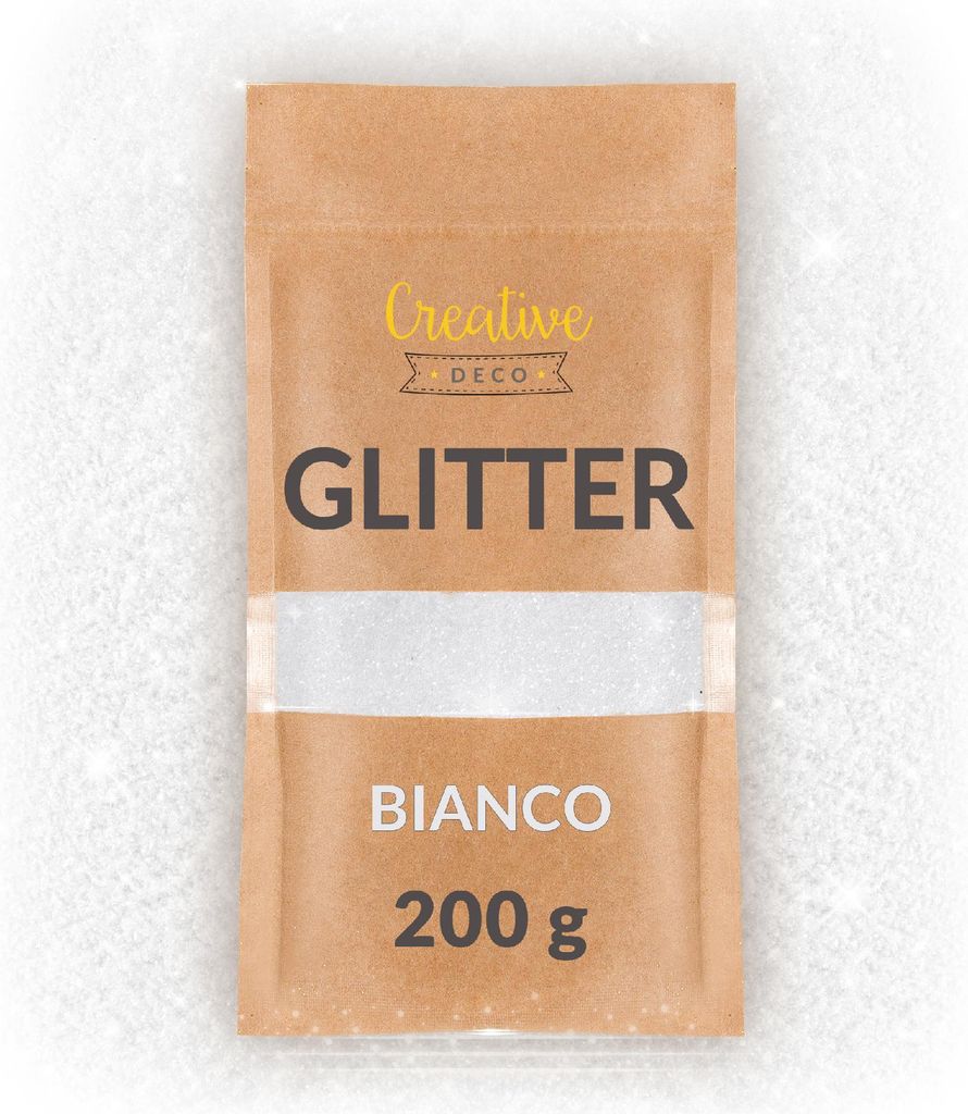 Creative Deco 200g Bianco Polvere Brillantini per Immagine del prodotto 