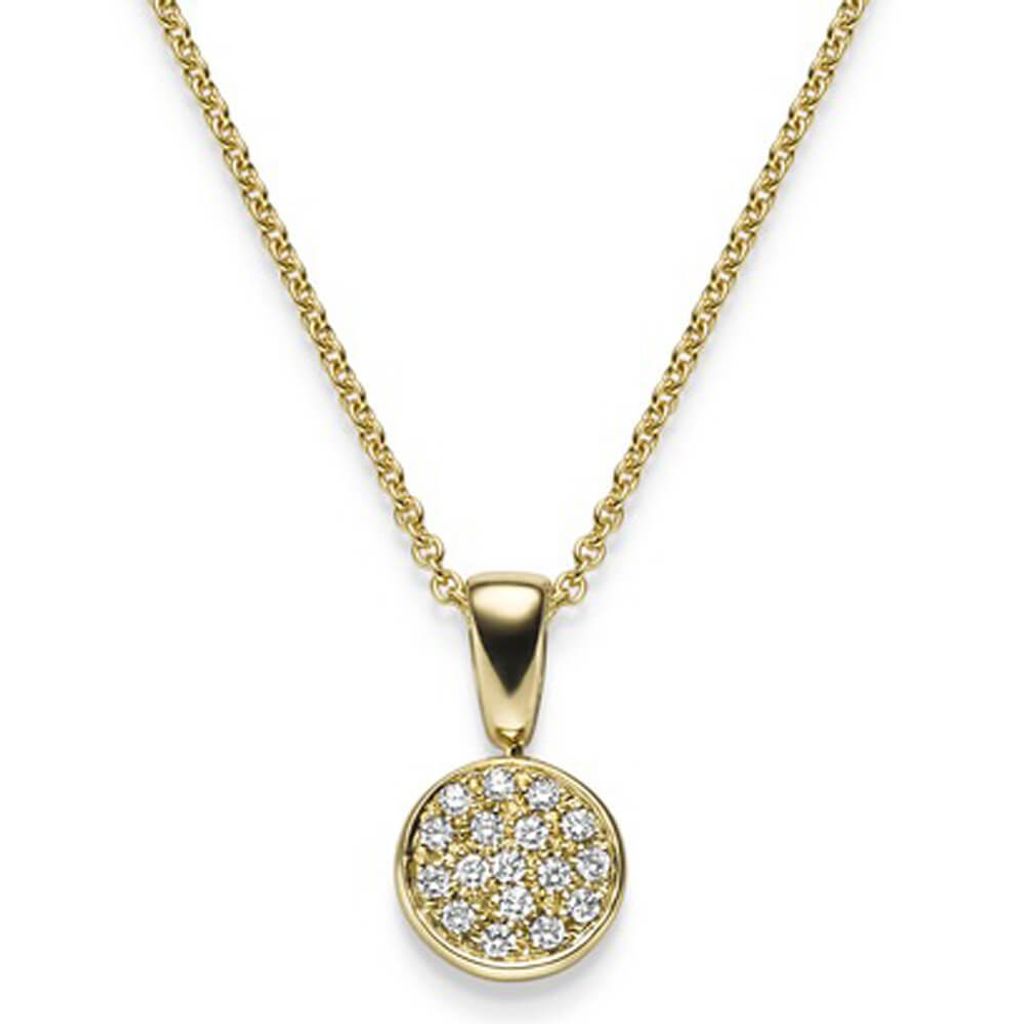 Anhänger Kreis Ø10mm 585 Gold Gelbgold mit 17 Diamanten Brillanten 0,25ct. TW-SI
