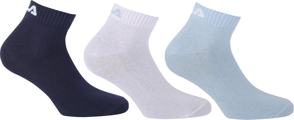FILA Quarter Socken Unisex, 3 Paar - Kurzsocken, Sport, Logo-Bund, uni, 35-46 Sky 43-46 (9-11 UK)