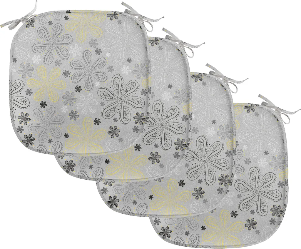 Cuscini Sedie ABAKUHAUS 40x40 Impermeabili - Set 4 Pezzi Giallo e Grigio
