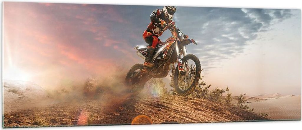 Bilder auf glas - Motor Reiten Helm - 140x50cm - Glasbilder - Wandbilder - Kunstdruck - zum Aufhängen bereit - Wanddekoration aus Glas - Glas Bild...
