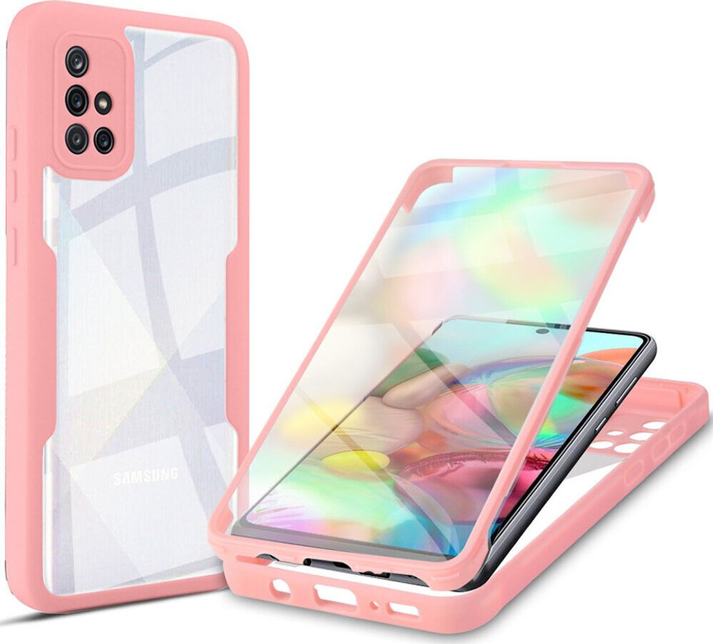 Samsung Galaxy A71 4G Schutzhülle, Eingebautem Displayschutz 360 Grad Komplettschutz Handyhülle für Samsung A71 4G Pink