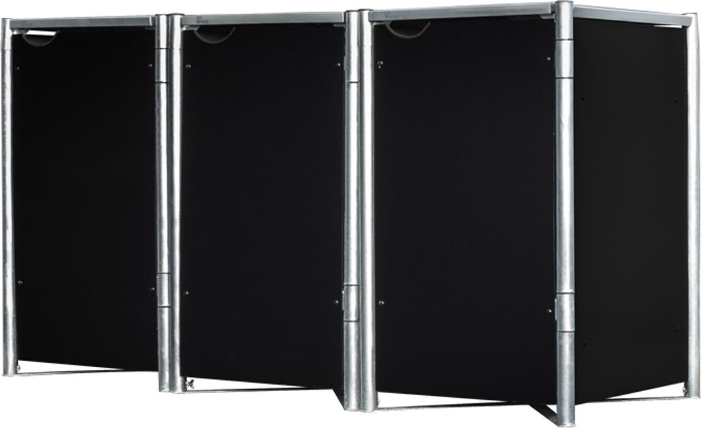 HIDE Metall Mülltonnenbox, Mülltonnenverkleidung für 240 l Mülltonnen schwarz 3er Box
