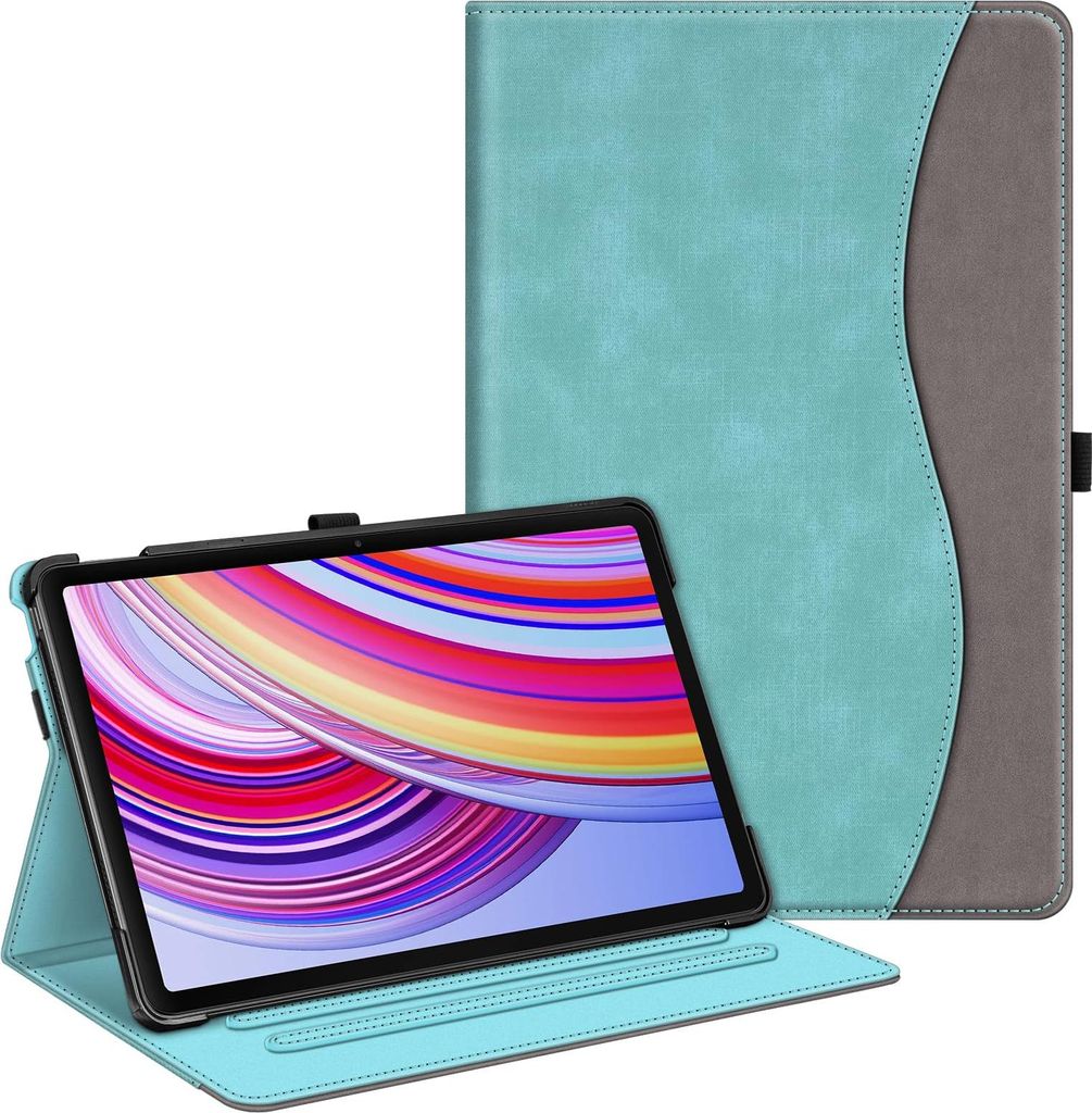 Fintie Hülle für Xiaomi Redmi Pad Pro 12.1 Zoll 2024, Multi-Winkel Betrachtung Schutzhülle mit Dokumentschlitze Auto Schlaf/Wach Funktion, Türkis