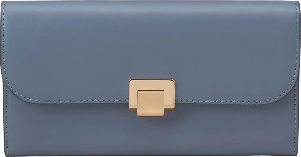 Petit Portefeuille Cuir Marc O'Polo Bleu Gris avec Fermeture Éclair Zip