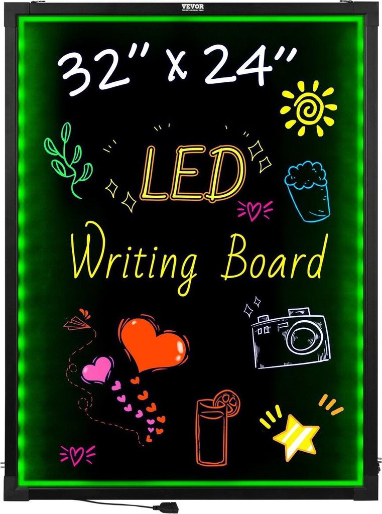 LED Message Writing Board 81.3x61 cm Illuminated Erasable Lighted Chalkboard