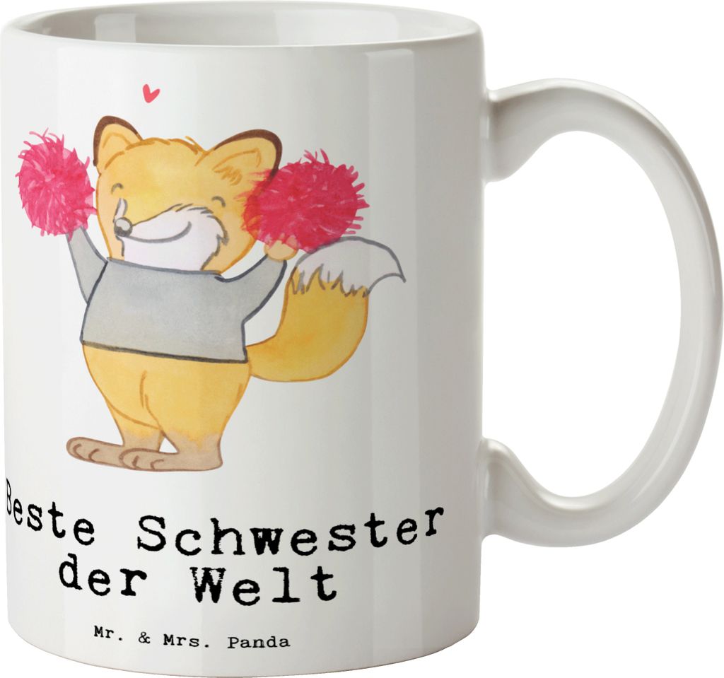 Mr. & Mrs. Panda Kaffeetasse Fuchs Beste Schwester der Welt - Weiß - Geschenk, Teetasse, Pott, Tochter, Tasse, Becher, Geschenkidee, Geschwister, ...