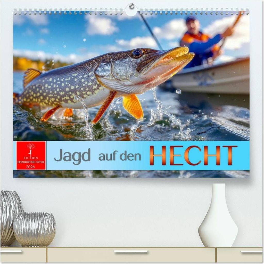 Jagd auf den Hecht (hochwertiger Premium Wandkalender 2026 DIN A2 quer), Kunstdruck in Hochglanz