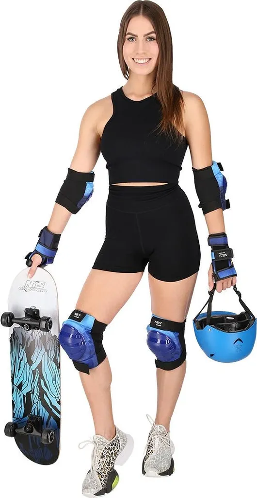 Pack de protections de skate bleu taille L adultes et ados