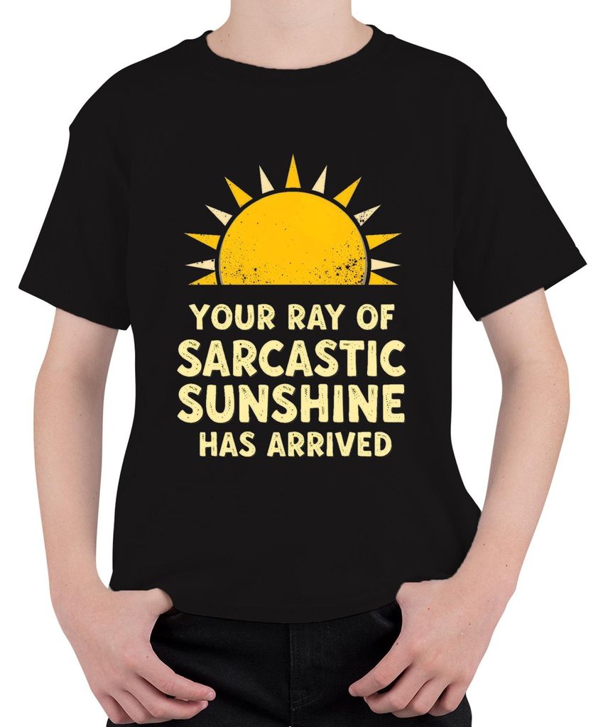 Your Ray Of Sarcastic Sunshine lustig Geschenk Geburtstag Retro Uni Kinder T-Shirt, Schwarz, 140
