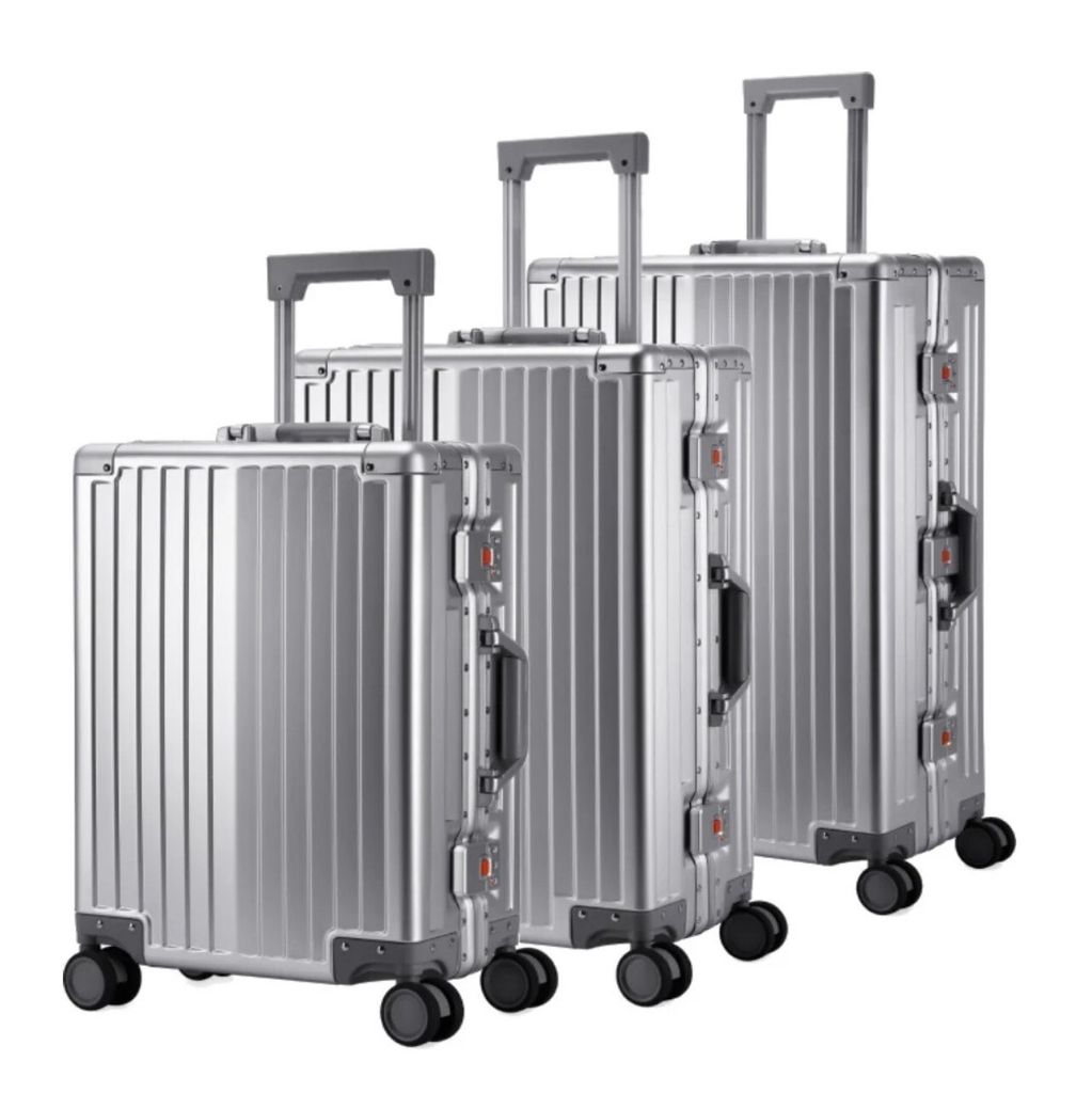 Heuer "STRIPE" Aluminiumkoffer Reisekoffer Hartschale, Silber, 24 Zoll