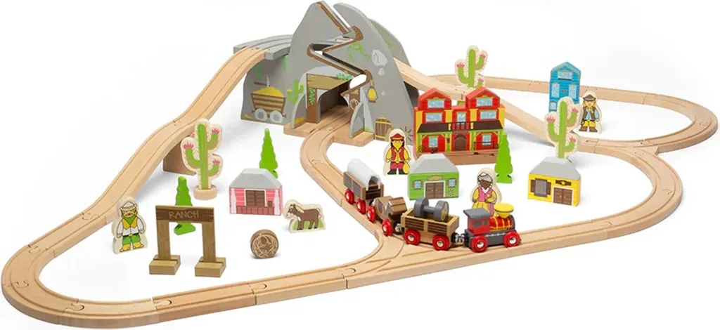 Train en bois 62 pièces Bigjigs Rail Wild West pour enfant dès 3 ans