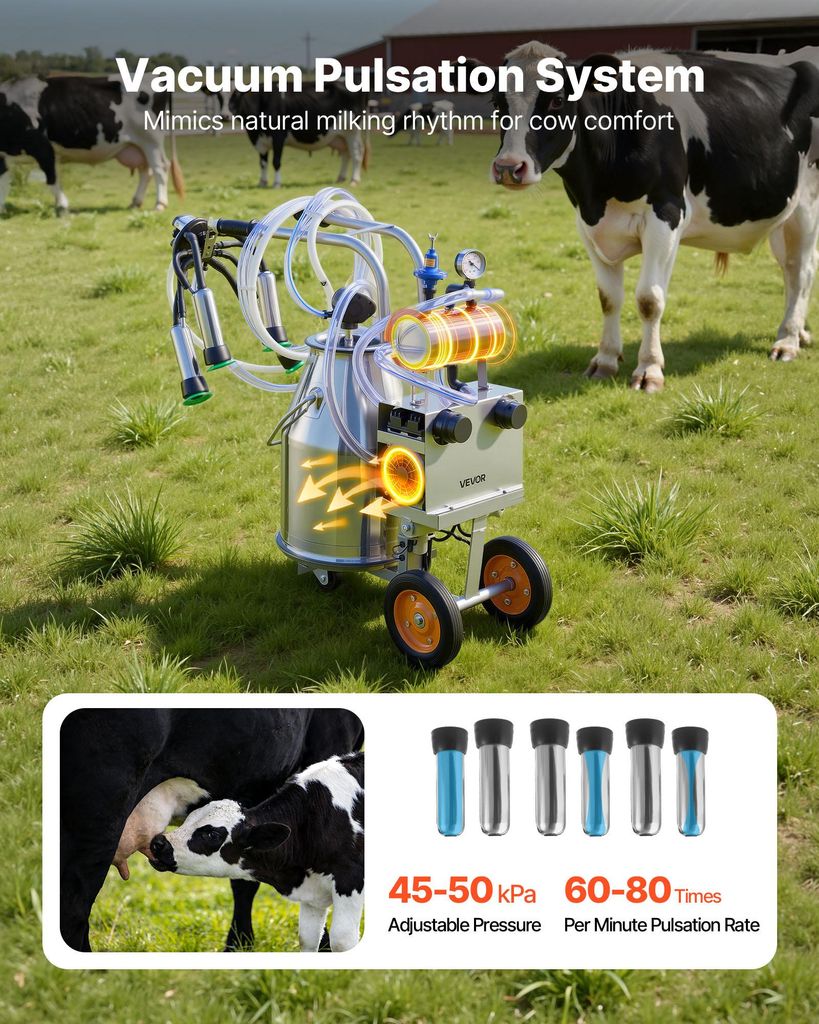 Máquina eléctrica de ordeño para vacas VEVOR, con un Imagen del producto 