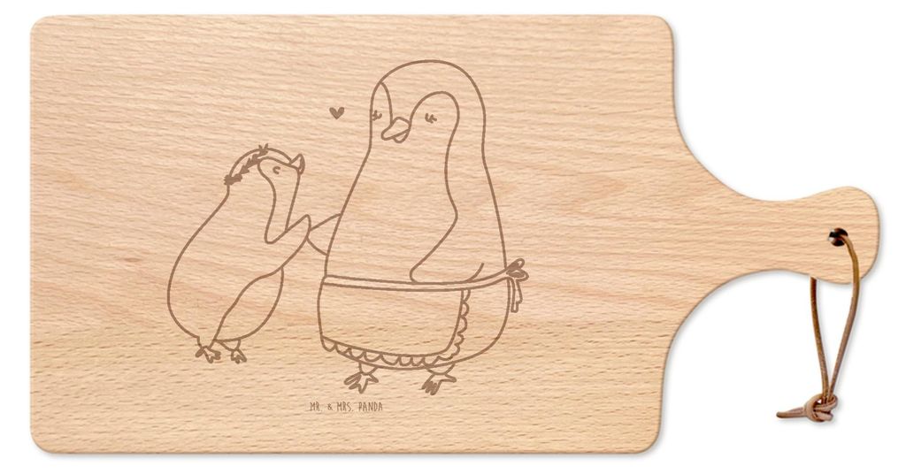 Mr. & Mrs. Panda Pizzabrett Pinguin mit Kind - Transparent - Geschenk, brett holz, Mutter, Grillbrett, Mama, Schneidebrett, schneidbrett, Hackbrett...