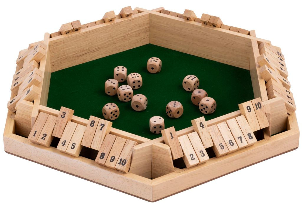 Longfield Games Shut the Box Spiel für 6 Spieler aus Holz Familienspiel