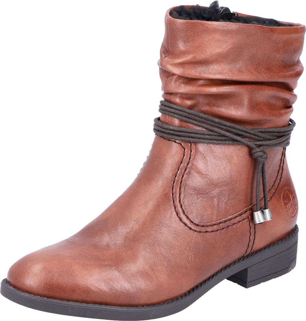 Rieker Damen Stiefelette Kordel Raffung flauschiges Warmfutter 73691, Größe:38 EU, Farbe:Braun
