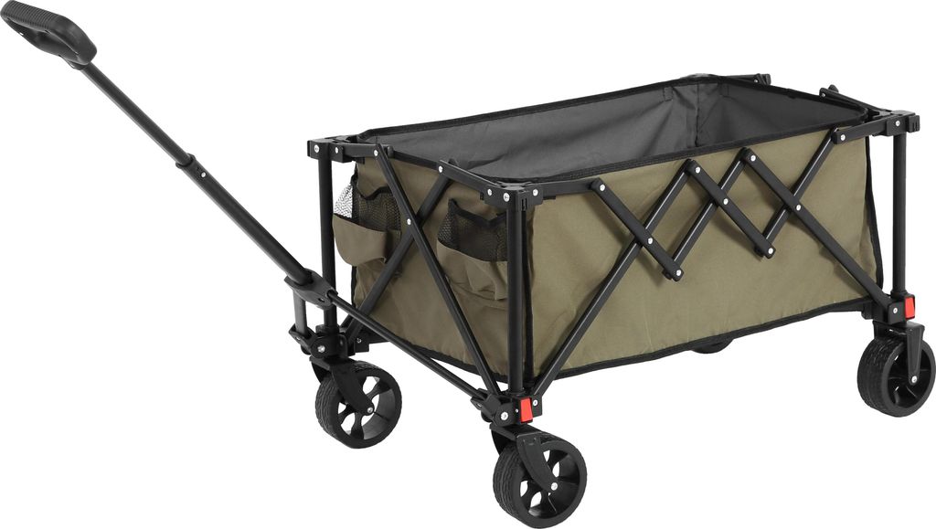 okwish Bollerwagen mit All-Terrain-Rädern,Faltbarer Wagen mit Verstellbarem Griff,Strandwagen für Camping,Einkaufen,Sport,Angeln,Grün