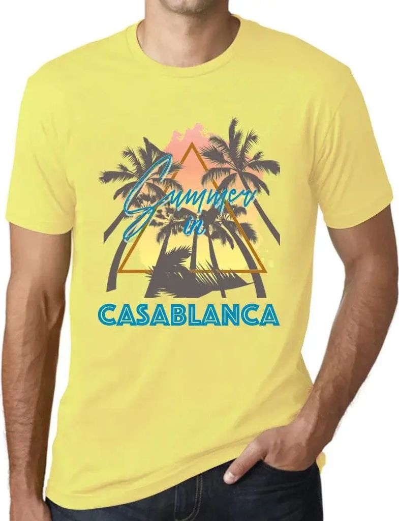 Herren Grafik T-Shirt Palmen Sonnenschein Sommer in Casablanca – Palm, Sunshine, Summer In Casablanca – Öko-Verantwortlich Vintage Jahrgang Ku...
