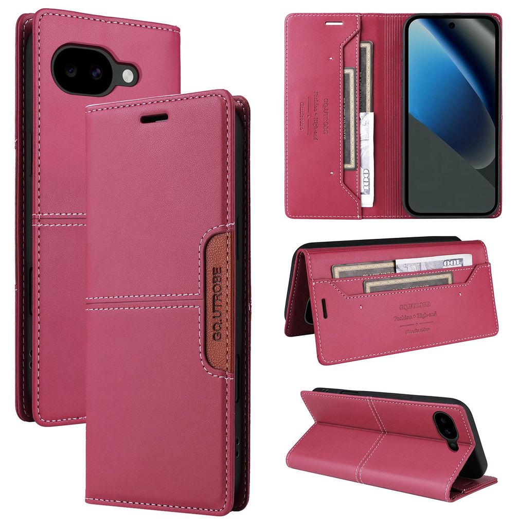Handyhülle für Google Pixel 10A Hülle, Leder Flip Wallet Kartenfach Stand Schutzhülle Rot