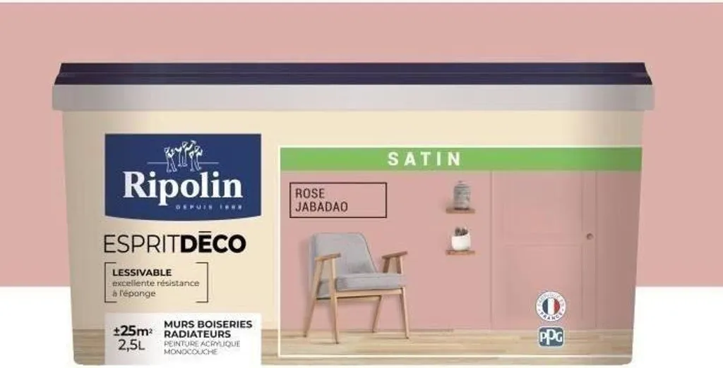 Pittura Rosa RIPOLIN Satinata 2,5L per Pareti Interne - Effetto Seta