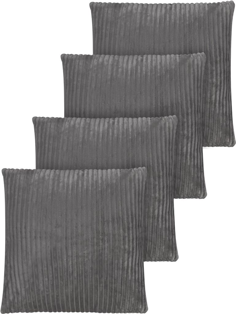 Aspero 4er Set Kissenbezüge aus Streifen-Flanell 60 x 60 cm