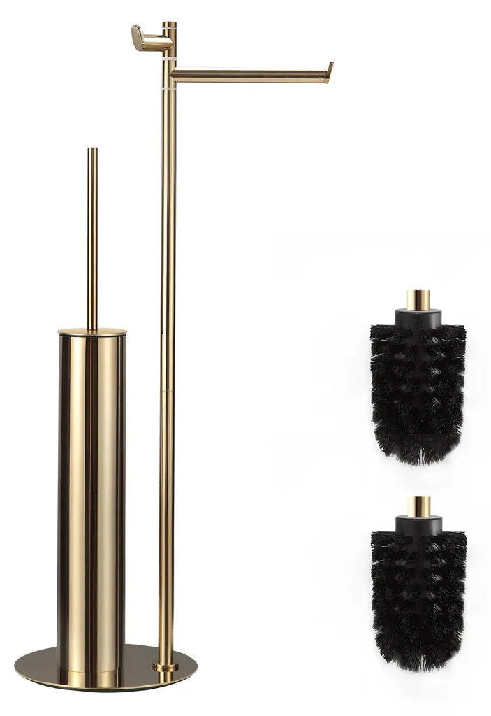 Porte-papier WC et brosse intégrée inox nickelé, kit complet robuste