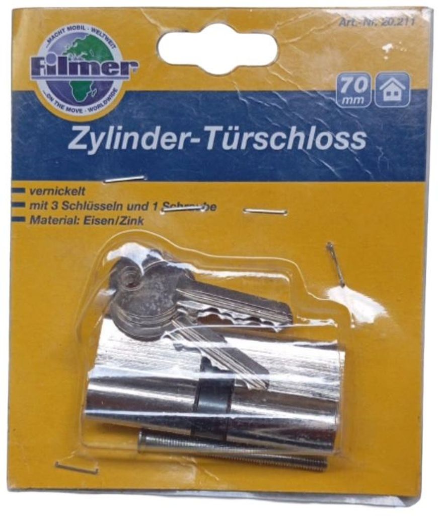 Filmer Tür-Zylinder 70 mm, silber, 20211
