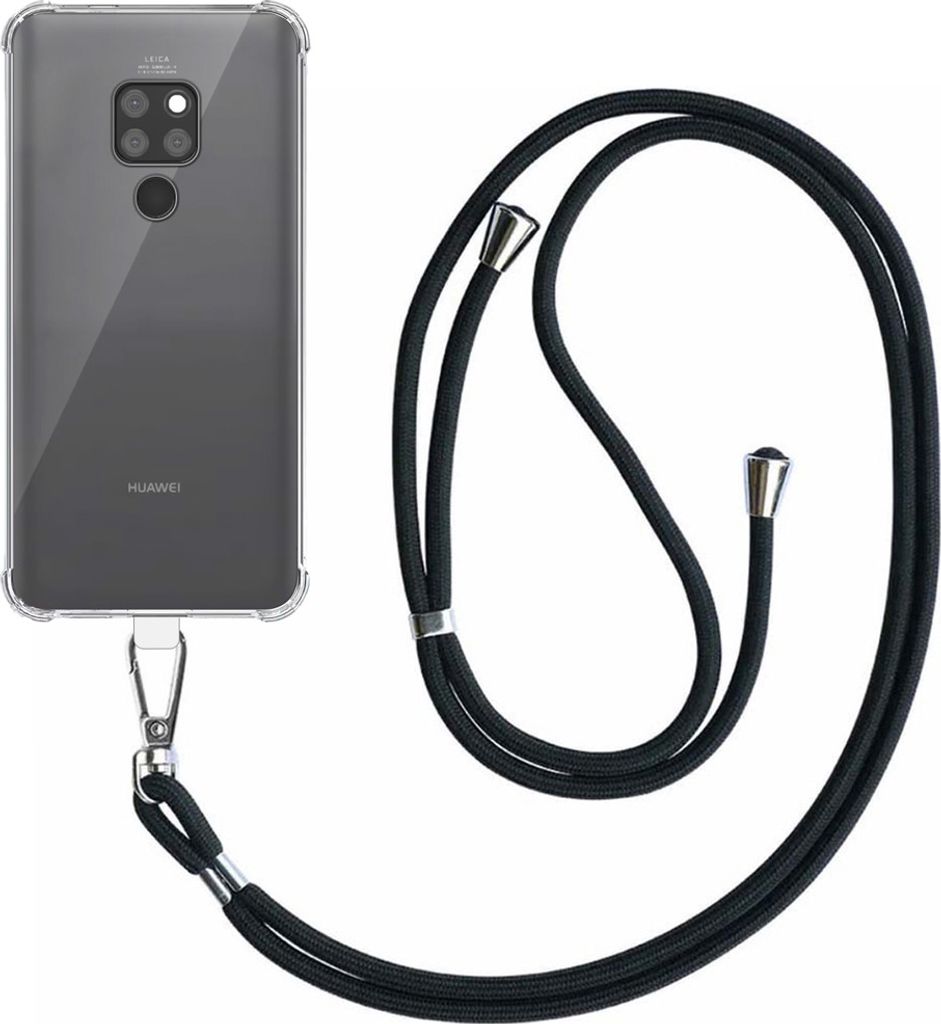 Smartphonica Handyhülle geeignet für Huawei Mate 20 Transparent Stoßfest mit abnehmbarem Universal Telefonkabel - Backcover Case Silikon ShockPr...