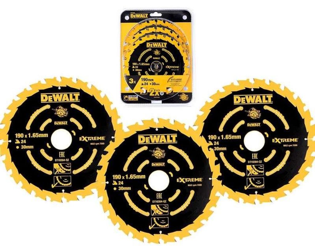 Lots de 3 Lames Ø 190mm DEWALT DT10399-QZ EXTREME pour scie Image du produit 