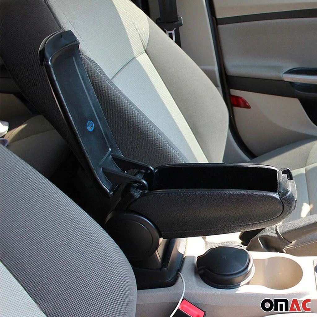 Bracciolo Centrale Con Portaoggetti Per Peugeot 307 – In Pelle E ABS, Colore Nero/Rosso, Senza USB, 36x17x29 Cm