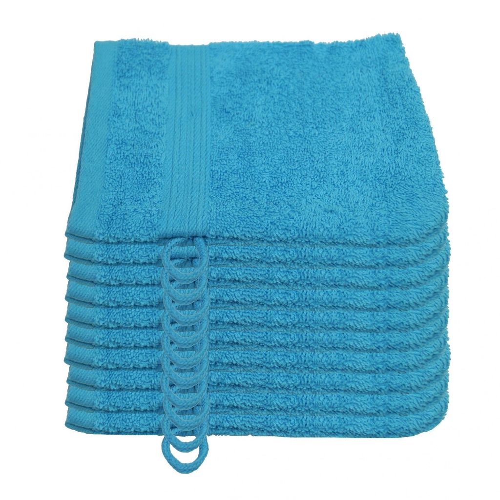 Julie Julsen 10er Pack Waschhandschuhe 600g/m² Türkis,15 x 21 cm