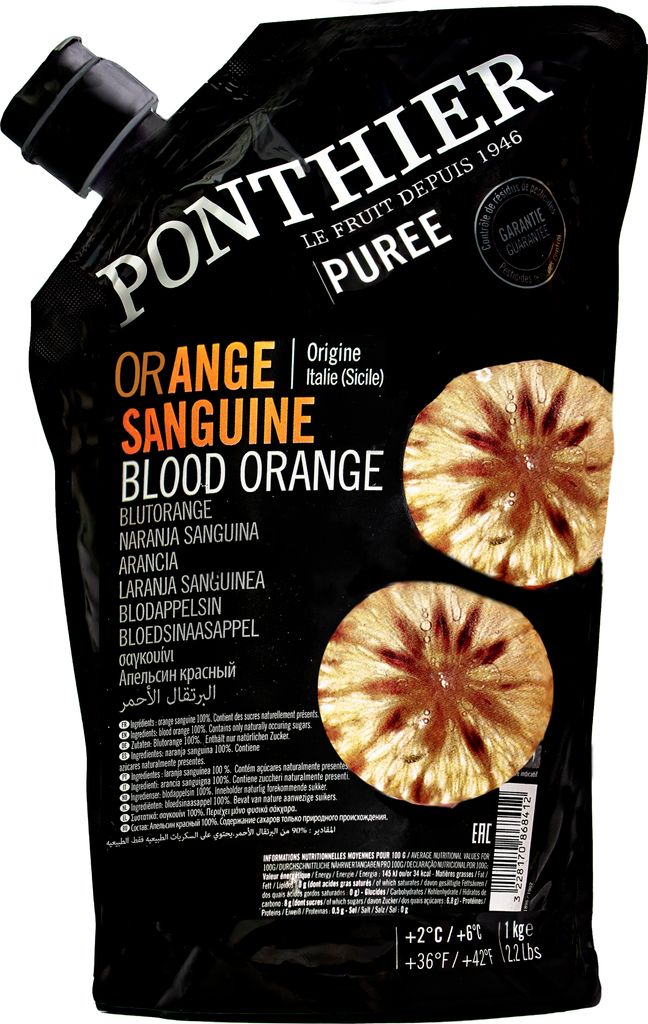 Food-United BLUT-ORANGEN SANGUINE PÜREE Frucht-Püree von Ponthier 4x 1KG