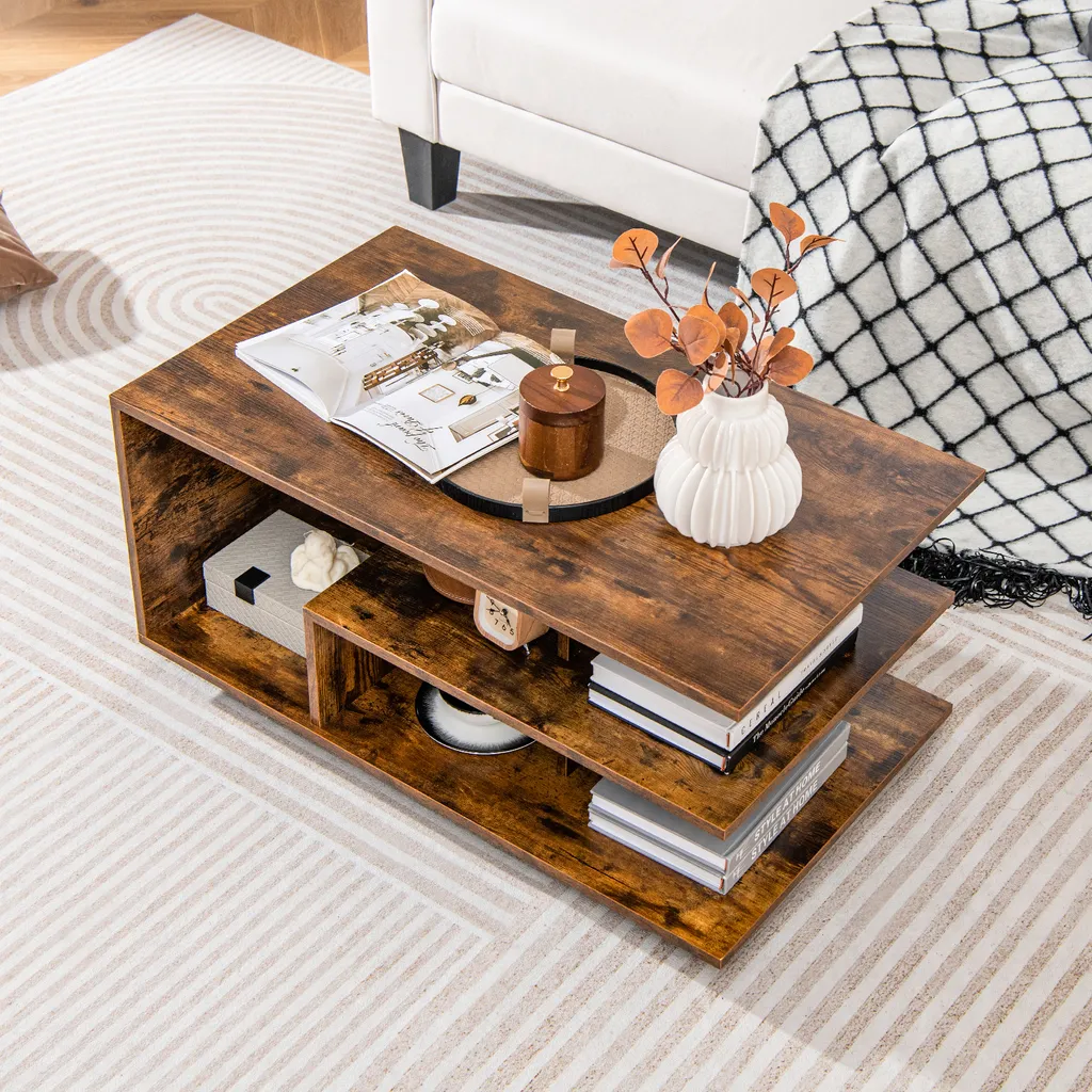 Table basse gain de place avec rangement multicouche pour petit salon - 4