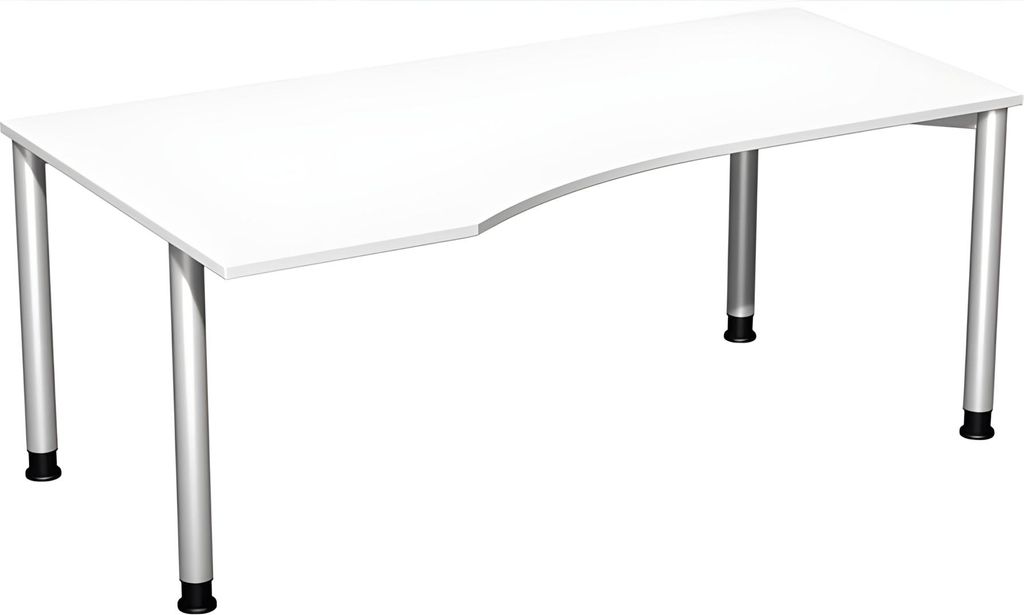 Schreibtisch links wei0/weißalu 4-Fuß Flex, BxT: 1800x800/1000mm